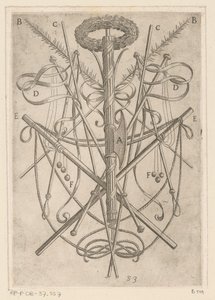 زخرفة بأدوات التعذيب تعذيب شهداء المسيحيين (عنوان المسلسل) Varia tormentorum et supplicioru crudelium (...] (عنوان السلسلة) بواسطة انطونيو تمبيستا