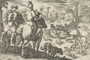 Ostrich Hunt ، من "Hunting Scenes VI" ، 1609. بواسطة انطونيو تمبيستا
