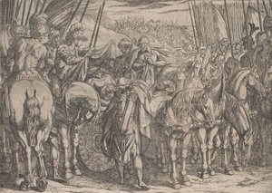 اللوحة 10: العثور على جسد الإسكندر داريوس ، من أعمال الإسكندر الأكبر 1608. بواسطة انطونيو تمبيستا