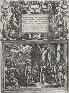 اللوحة 18: رسم توضيحي لـ Canto XVIII ، من Torquato Tasso 'Gerusalemme Liberat ... ، كاليفورنيا. 1590-1630. بواسطة انطونيو تمبيستا
