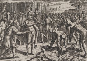 اللوحة 7: المبعوثون الألمان يزورون Civilis ، من حرب الرومان ضد باتافيانز رو ... ، 1611. بواسطة انطونيو تمبيستا