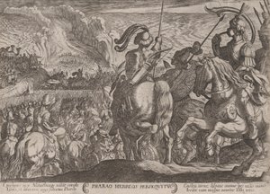 اللوحة 7: المصريون يلاحقون الإسرائيليين ، من كتاب `` معارك القديم ... ، كاليفورنيا. 1590-كاليفورنيا. 1610. بواسطة انطونيو تمبيستا