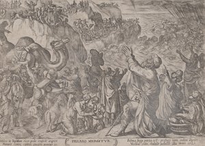 اللوحة 8: المصريون يغرقون في البحر الأحمر ، من كتاب `` معارك القديم ... ، كاليفورنيا ''. 1590-كاليفورنيا. 1610. بواسطة انطونيو تمبيستا