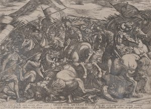 اللوحة 9: الإسرائيليون يقاتلون العماليق ، من 'معارك القديم ... ، كاليفورنيا. 1590-كاليفورنيا. 1610. بواسطة انطونيو تمبيستا