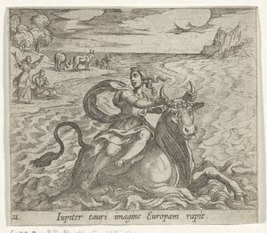 روف فان أوروبا جوبيتر يغني أوروبا في صورة ثور (العنوان على الكائن) Metamorphoseon sive convertum (عنوان السلسلة) Metamorfosen van Ovidius (عنوان السلسلة) بواسطة انطونيو تمبيستا