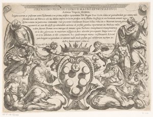 طباعة العنوان مع تكريس وشعار نبالة Cosimo II de