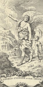 ملاك يقود صبيًا صغيرًا ويشير إلى الغيوم ، كاليفورنيا. 1708-82.