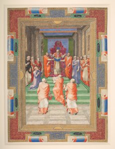 احتفال بابوي ، بول الرابع يقف أمام العرش البابوي ، إضافة. MS 35254 Q، c.1555-59 (رق) بواسطة أبولونيو دي بونفراتيللي