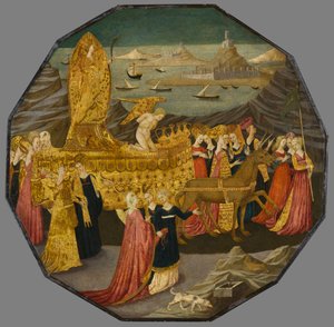 انتصار العفة ، حوالي 1450-1460 (تمبرا وورقة ذهبية على لوح)