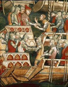 Naval battle in Punta Salvore in the Gulf of Trieste. Detail of the exchanges of hostages (Fresco