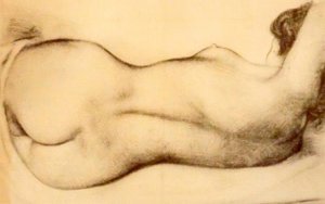 رسم لامرأة عارية متكئة