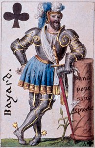 تمثيل الفارس بيير تيرايل ، لورد بايارد (1476-1524). تفاصيل بطاقة لعب صنعها غوستاف هوبيغانت (1789-1862) في القرن التاسع عشر في باريس بي إن.