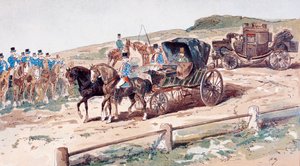 شنت Postillion على حصان عربة ، القرن 19 ، 1886