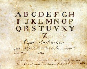 صفحة الغلاف ، كتاب الأبجدية الفرنسية لعام 1814 ، حانة. بواسطة تشارلز بلانت للفنون الجميلة