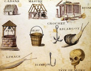 رسوم توضيحية من "كتاب الأبجدية الفرنسية لعام 1814" ، حانة. بواسطة تشارلز بلانت للفنون الجميلة بواسطة أرنود دي بوريجارد