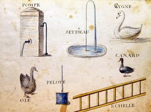 رسوم توضيحية من "كتاب الأبجدية الفرنسية لعام 1814" ، حانة. بواسطة تشارلز بلانت للفنون الجميلة بواسطة أرنود دي بوريجارد