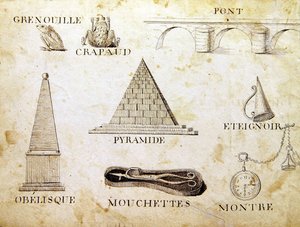 رسوم توضيحية من "كتاب الأبجدية الفرنسية لعام 1814" ، حانة. بواسطة تشارلز بلانت للفنون الجميلة بواسطة أرنود دي بوريجارد