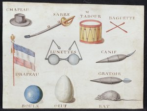 الرسوم التوضيحية من "كتاب الأبجدية الفرنسية لعام 1814" ، حانة. بقلم تشارلز بلانت للفنون الجميلة ، 1814