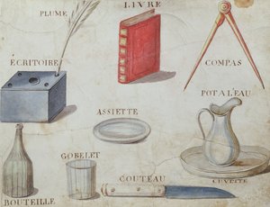 الرسوم التوضيحية من "كتاب الأبجدية الفرنسية لعام 1814" ، حانة. بقلم تشارلز بلانت للفنون الجميلة ، 1814