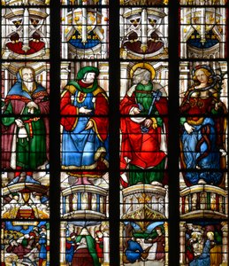 Noe، Ezechiel، Saint Peter، the Sibyl of the Erythree - زجاج ملون في كنيسة قلب مريم المقدس ، بواسطة Arnaud de Moles (1470-1520) اكتمل في 1513 - Cathedrale Sainte Marie d