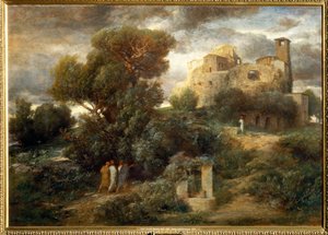 Die Pilger auf dem Weg nach Emmaus - حجاج في الطريق إلى عمواس ... (لوحة على قماش) بواسطة أرنولد بوكلين