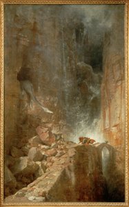 Ein Drache in einer Felsensenschlucht - تنين في مضيق صخري ... (لوحة على قماش) بواسطة أرنولد بوكلين