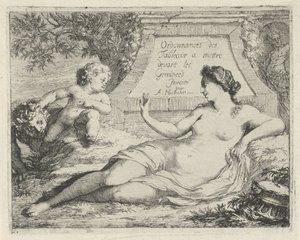 كوكب الزهرة يتجسس من قبل ساتير Ordonnances des tableaux a mettre devant les Gemineés (العنوان على الكائن) مشهد من الخطيئة ، مفتوح لخدمة الرسامين والنحاتين ، إلخ (عنوان السلسلة) بواسطة نيكولاس دي فريس