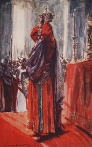 وصل إلى المذبح حيث كان التاج: رفعه ووضعه على رأسه ، رسم توضيحي من "تاريخ ألمانيا" لسعادة إ. مارشال بواسطة آرثر سي (بعد) مايكل