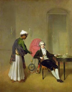رجل نبيل ، ربما ويليام هيكي ، وخادمه الهندي ، حوالي عام 1785 (زيت على قماش) بواسطة آرثر ديفيس