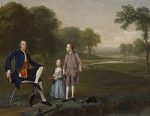 ريتشارد موريتان ، إسق. من تاكلي مع ابن أخيه وابنة أخيه جون وسوزانا ويلاند ، 1757 بواسطة آرثر ديفيس