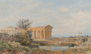 معابد Paestum ، 1843-1844 (مرحاض على ورق) بواسطة آرثر جليني