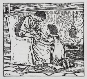 هانز كريستيان أندرسن: الفتاة التي دست على الرغيف (ليثو) بواسطة آرثر جوزيف جاسكين