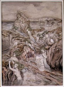 علي ، رسم توضيحي من "التفاحات الذهبية الثلاثة" كتاب رائع بقلم ناثانيال هوثورن ، حانة. بواسطة Hodder and Stoughton (قلم وحبر ، ألوان مائية على ورق) بواسطة آرثر راكهام