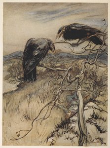 رسم توضيحي لـ "The Twa Corbies" بواسطة آرثر راكهام