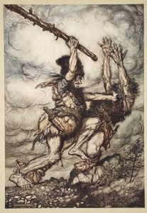 Fafner يقتل Fasolt ، التوضيح من "The Rhinegold and the Valkyrie" ، 1910 بواسطة آرثر راكهام