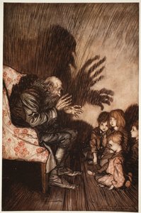 فضل تكوين صداقات بين الجيل الصاعد ، الذي سرعان ما نما إليه إلى حد كبير. ، من Rip Van Winkle by Washington Irving ، حانة. 1910 بواسطة آرثر راكهام