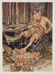 صعد هوب-إصبعي إلى Ogre بهدوء وسحب حذائه من الدوري السبعة ، من The Arthur Rackham Fairy Book ، حانة. 1933 بواسطة آرثر راكهام