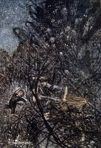 رسم إيضاحي لآرثر راكهام (1867-1939) لحلم ليلة صيفية بقلم ويليام شكسبير بواسطة آرثر راكهام