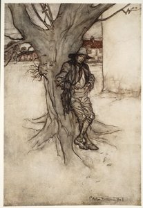 ابن ريبس ، وهو نظير دقيق لنفسه ، عندما صعد الجبل. ، من Rip Van Winkle by Washington Irving ، حانة. 1910 بواسطة آرثر راكهام