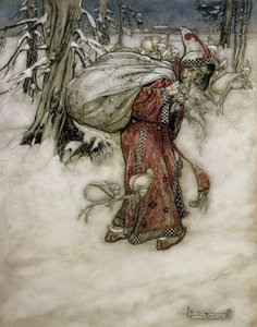 سانتا كلوز ، رسم توضيحي من كتاب صور آرثر راكهامز ، 1907 ، تم نشره عام 1913 (قلم وحبر ومرحاض على الورق) بواسطة آرثر راكهام