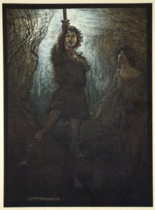 'Siegmund Walsung كما ترى! كهدية العروس قدم لك سيفه '، 1910. بواسطة آرثر راكهام