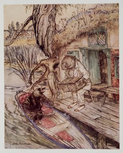 عندما رأيت ذلك تحت قدميك ، لاحظ المول ، وهو يمر في القارب ، من Wind in the Willows بواسطة Kenneth Grahame (1859 - 1932) ، الحانة. 1940 بواسطة آرثر راكهام