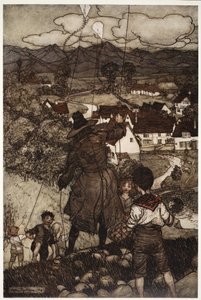علمتهم أن يطيروا الطائرات الورقية. ، من Rip Van Winkle by Washington Irving ، حانة. 1910 بواسطة آرثر راكهام