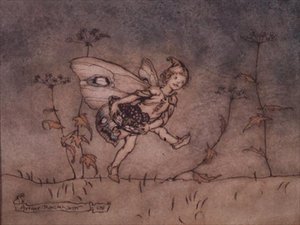القزم الموجود في الأسفل ، رسم توضيحي لـ `` حلم ليلة منتصف الصيف '' بواسطة آرثر راكهام