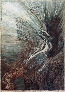 مرح لقاحتي الراين. رسم توضيحي لـ The Rhinegold and The Valkyrie بقلم ريتشارد فاجنر ، بواسطة آرثر راكهام