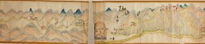 16000. زودت. موجهة مع الشمال إلى اليمين. التضاريس موضحة بالصور. نظرة عامة. يغطي نهر Wei في Baoji Xian ، و Shanxi Sheng إلى Shu Dao في حدود Shanxi-Sichuan. يعرض المستوطنات ، محطات الراحة ، المحطات ، النزل ، المعابد ، الممرات الجبلية ، وول