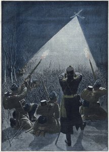 1913: على حدود غاليسيا، النمساويون يطلقون النار على الطيران الاستطلاعي الروسي (مضاد للطائرات) بواسطة فنان غير معروف