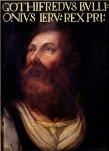 الحملة الصليبية الأولى "بورتريه لغودفروي (أو غودفروي) دي بويون (1040/61-1100)، دوق باس لورين" لوحة مجهولة المصدر. فلورنسا، غاليريا ديجلي أوفيزي (المكاتب)، راكولتا جيوفيانا بواسطة فنان غير معروف
