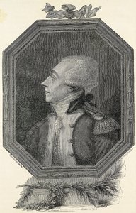 لافاييت، ماري جوزيف جيلبير موتي موتيه، ماركيز (1757-1834). أرستقراطي وعسكري فرنسي، ذو أيديولوجية ليبرالية. نقش بواسطة فنان غير معروف