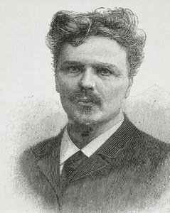 ستريندبيرغ، أوغست (1849-1912). صورة شخصية لأوغست ستريندبرغ. نقش. بواسطة فنان غير معروف